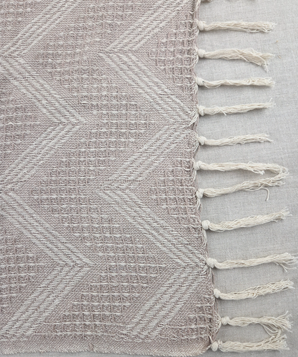 Light Brown Textured Yarn Dye Handwoven Cotton Sofa Throw