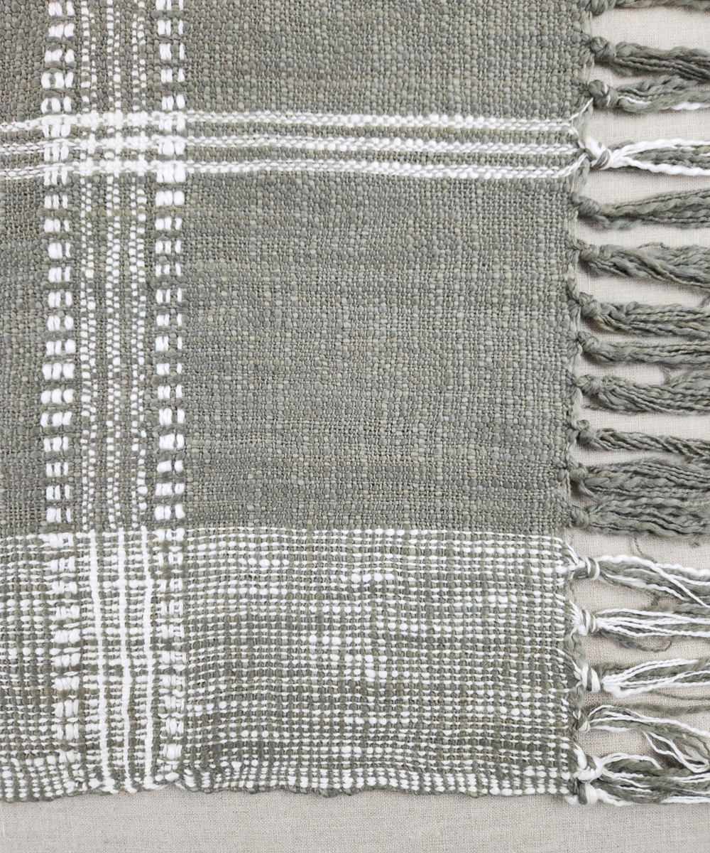 Dark Smoke & Off White Hand Woven Cotton Sofa Throw