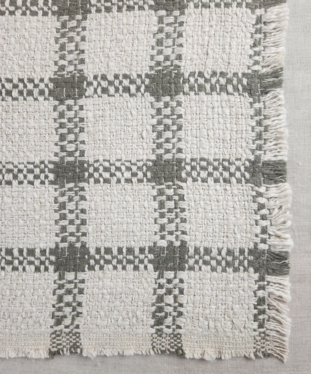 Ecru & Charcoal Yarn Dye Handwoven Cotton Sofa Throw