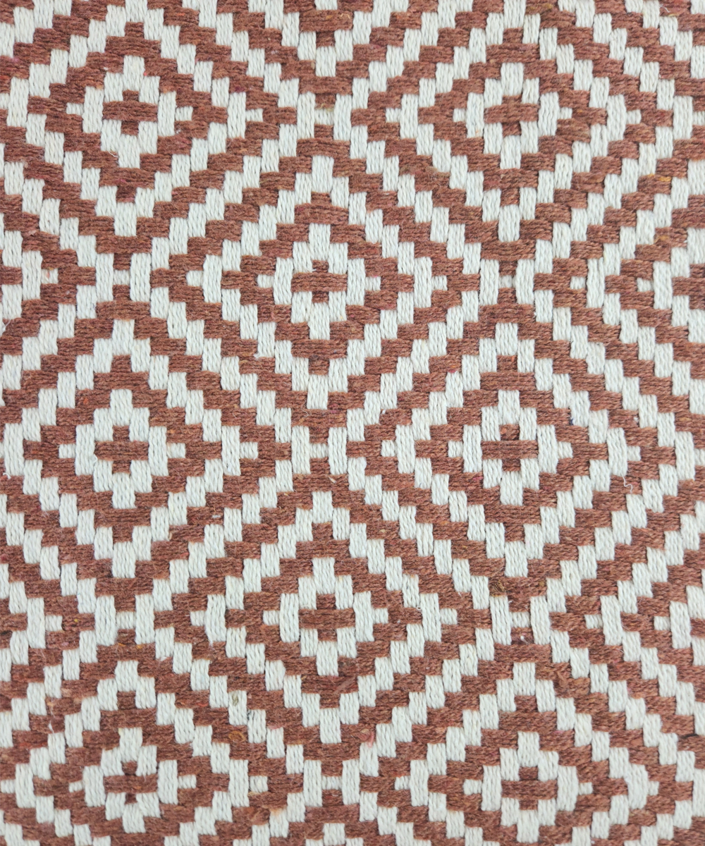 Ecru & Brown Diamond Yarn Dye Handwoven Cotton Sofa Throw