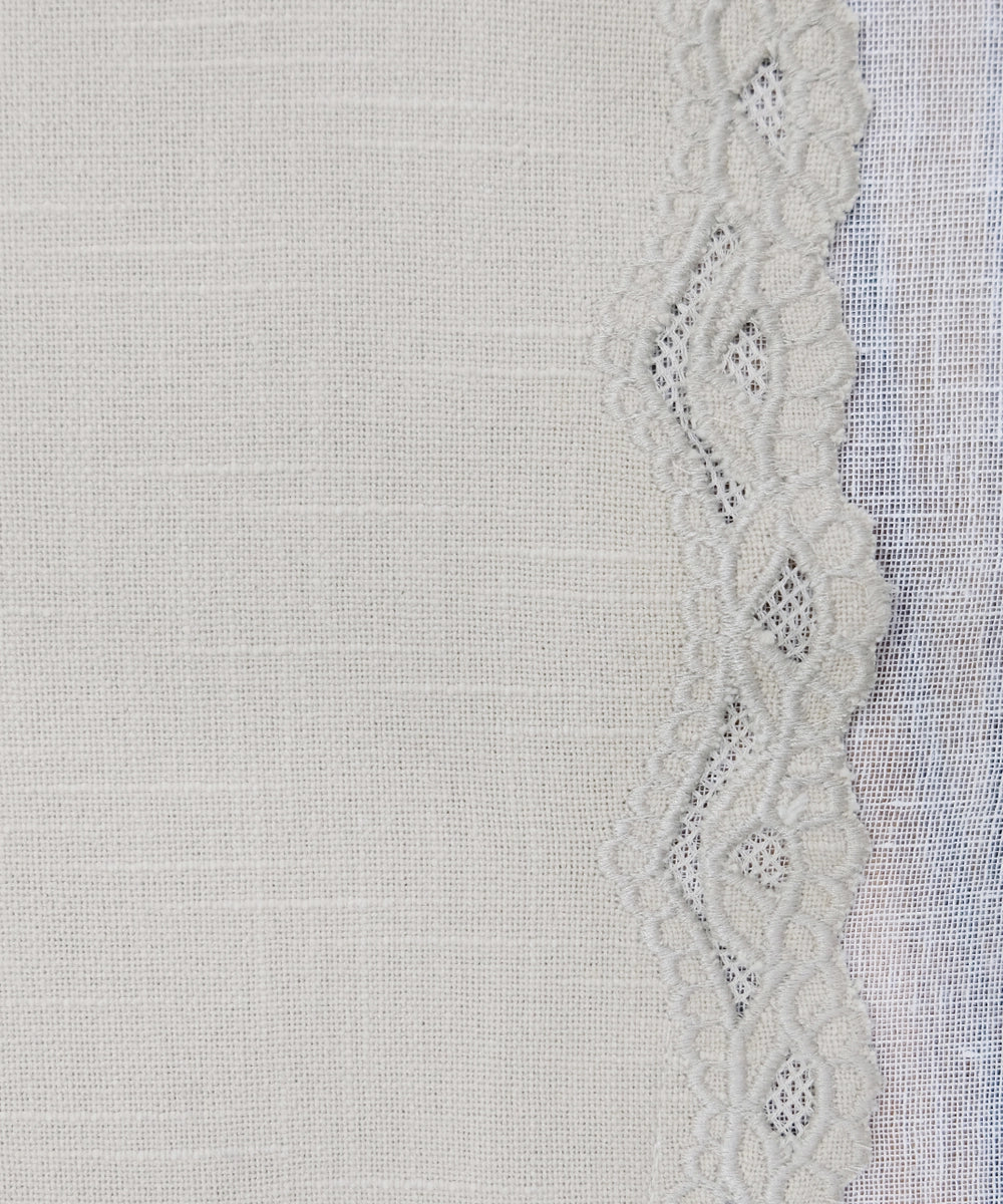 Set of 4 pcs Beige Cutwork Embroidered Cotton Slub Table Mats