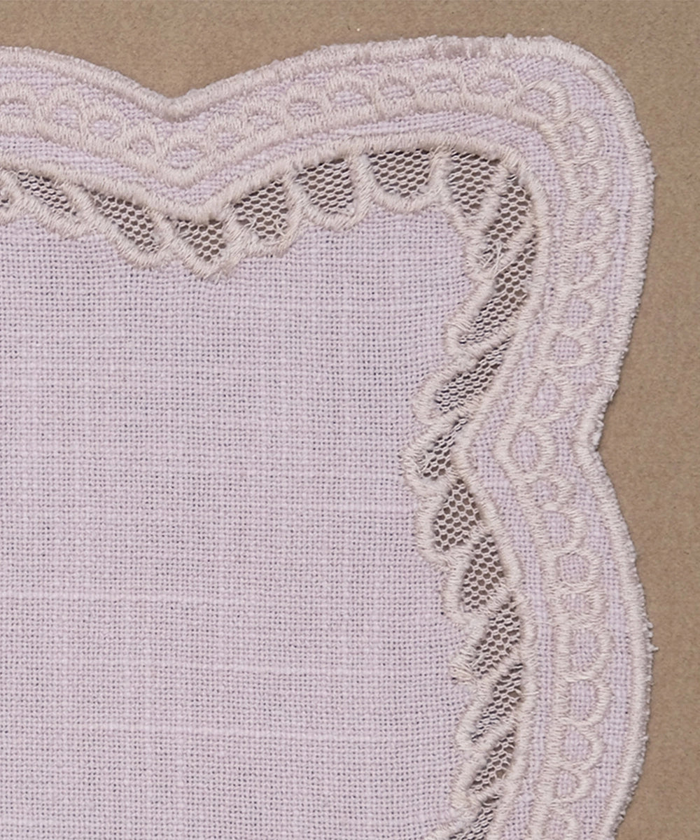 Set of 4 pcs Dusty Pink Cutwork Embroidered Cotton Slub Table Mats (12.75 x 18.75 Inches)