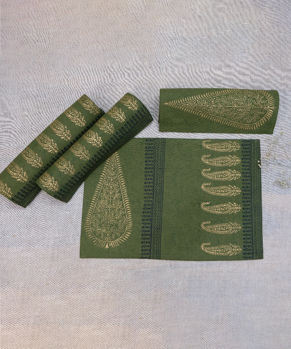 Shop Set of 6 Cotton Hand Block Printed Table Mats 