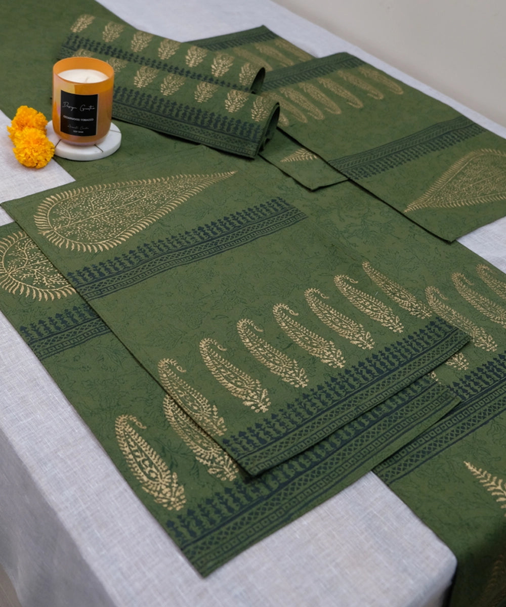 Buy hand block printed cotton canvas table mats online