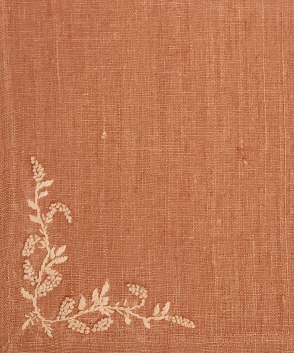 Set of 4 Pcs Rust Hand Embroidered Pure Linen Dining Table Mats