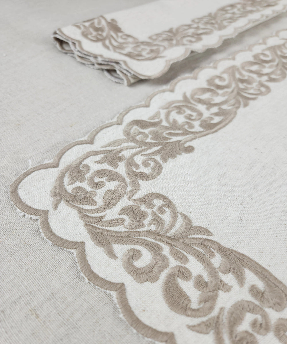 Set of 6 Natural Cotton Flex Cutwork Embroidered Table Mat