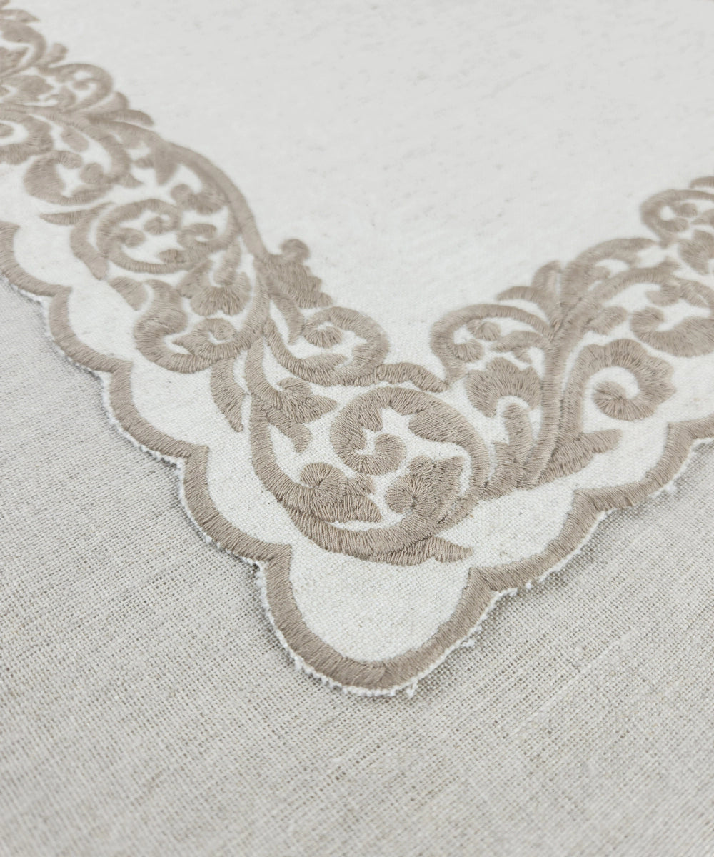 Set of 6 pcs Natural Beige Cotton Flex Cutwork Embroidered Table Napkins (14.5"x15.5")