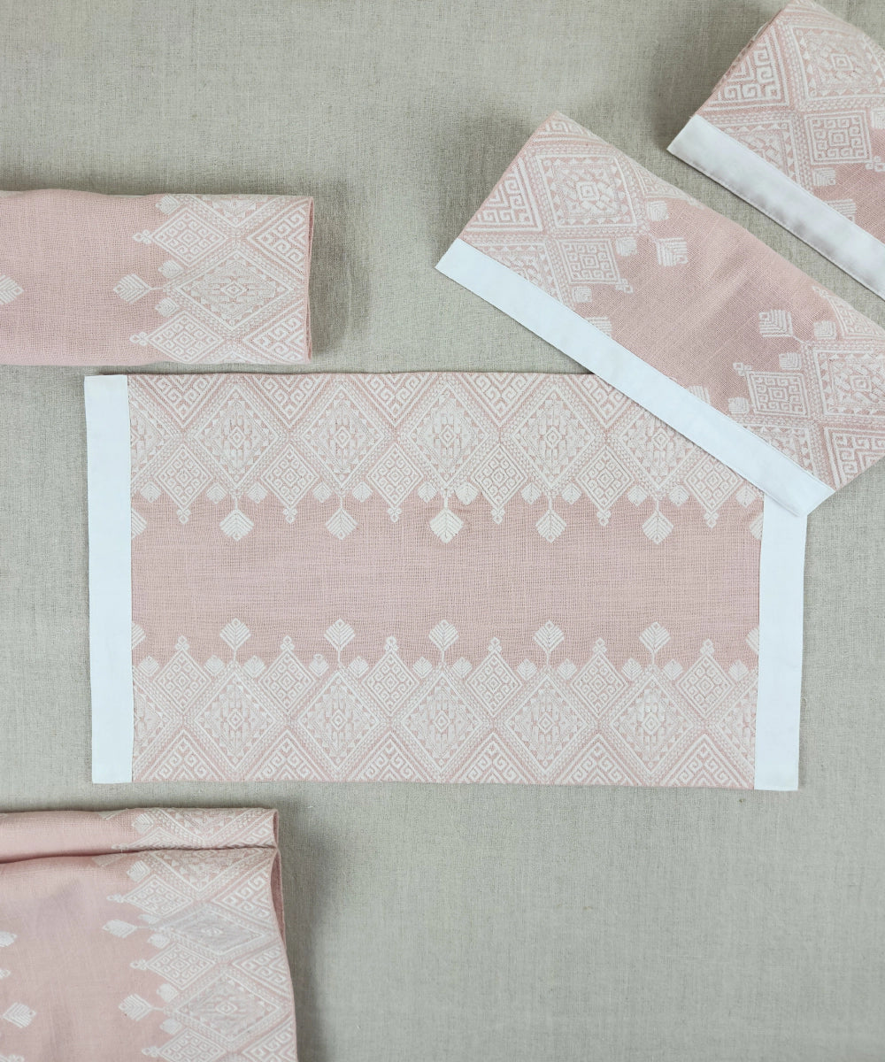 Shop Set of 6 Coral Cotton Embroidered Table Mat Online