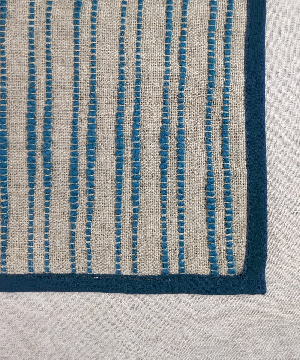 Set of 6 pcs Linen Natural & Teal Yarn Dye Table Mats