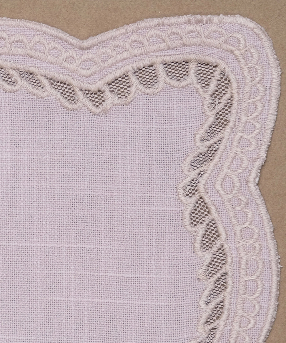 Table Mats & Napkin set in Dusty Pink Cutwork Embroidered Cotton Slub (Set of 8 pcs)