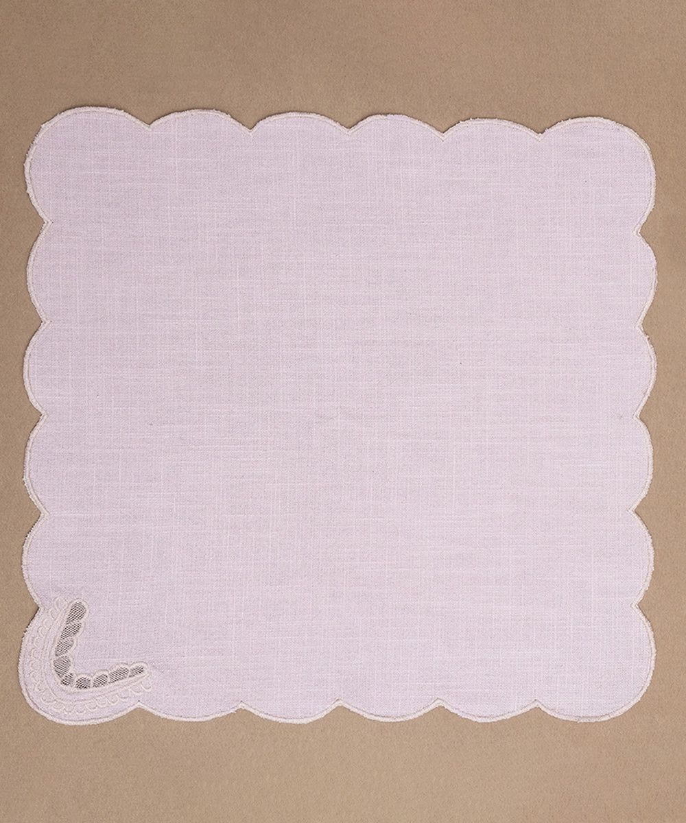Table Mats & Napkin set in Dusty Pink Cutwork Embroidered Cotton Slub (Set of 8 pcs)