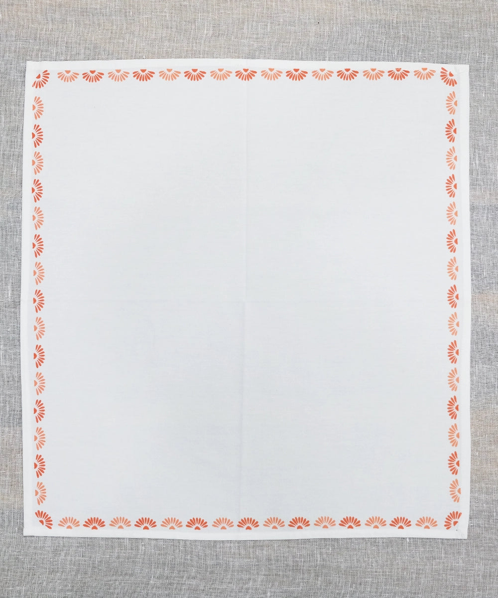 Coral & Nector Block Printed Cotton Table Napkin (Set Of 4)