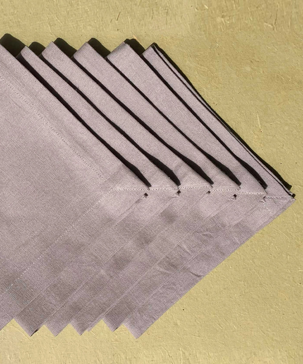 Set Of 6 Taupe ( Light Brown) Cotton Solid Table Napkin (L-16in,W-16in)