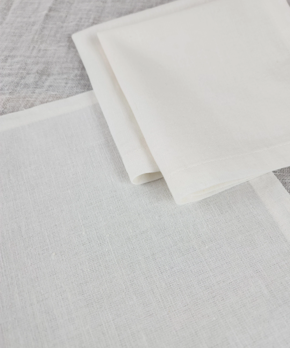 Set of 6 pcs Off White Solid Cotton Linen Cocktail Napkin