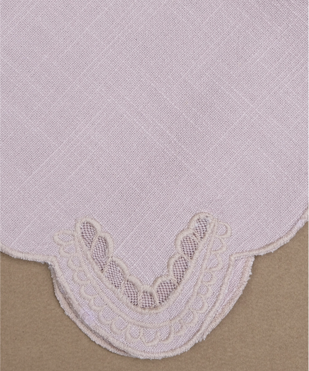 Set of 4 pcs Dusty Pink Cutwork Embroidered Cotton Slub Table Napkins (16.75 x 16.75 Inches)
