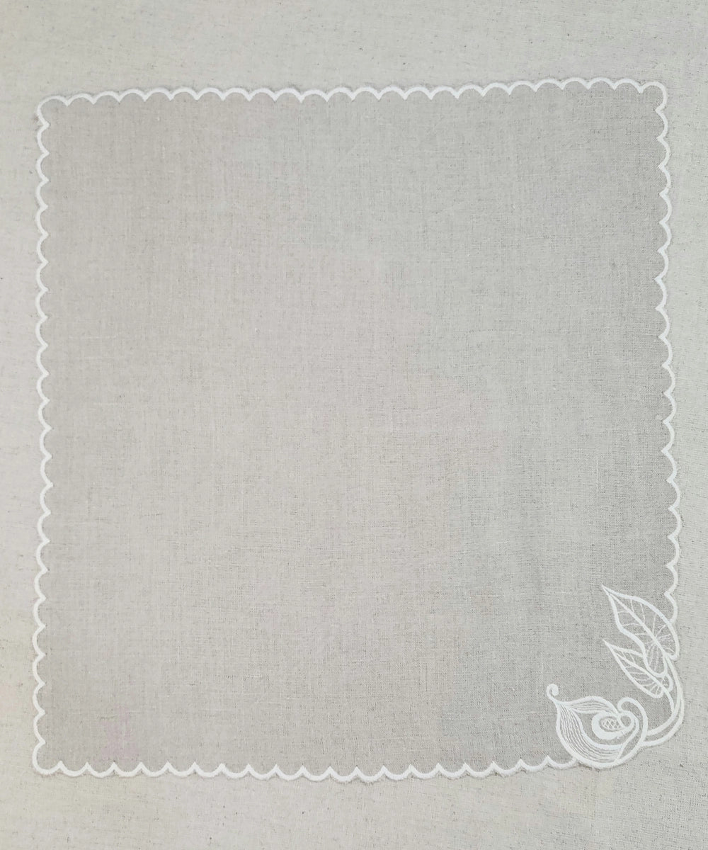 Set of 6 pcs Natural Beige Embroidery with Cutwork Pure Linen Table Napkin (16"x16")