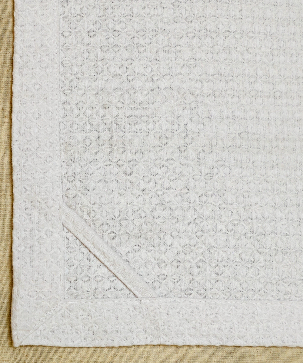 Set of 2 Chevron Border Hand Block Cotton Honeycomb Hand Towel