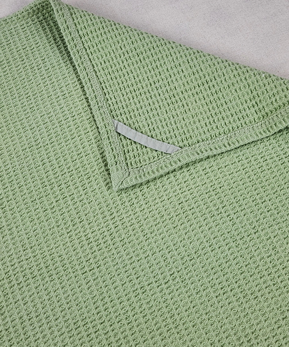 Embroidered Hand Towel - Set of 2 pcs in Cotton Waffle | Mossy Meadows Sage Green