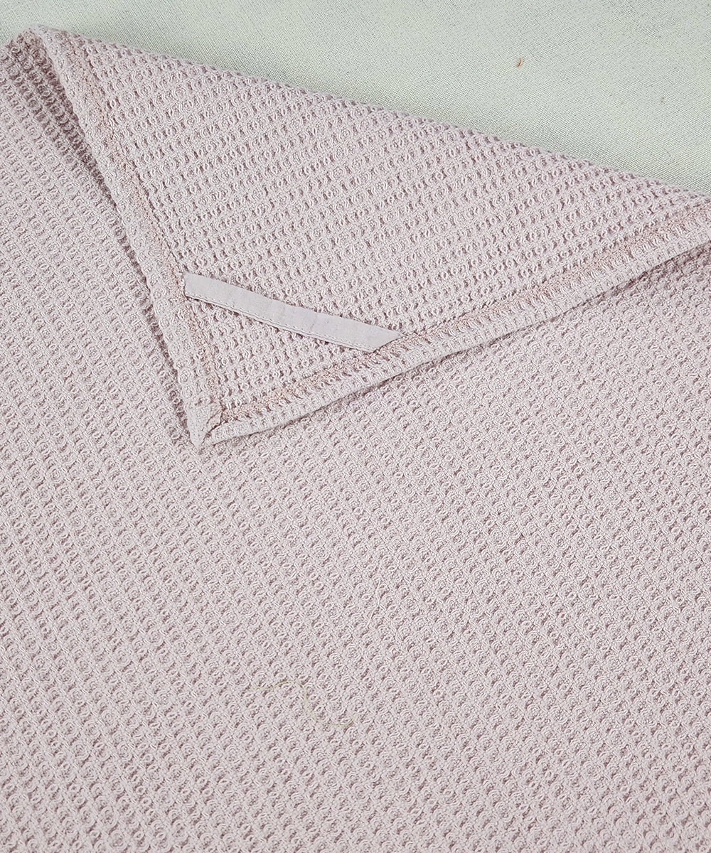 Embroidered Hand Towel - Set of 2 pcs in Cotton Waffle | Victorian Garden Dusty Pink