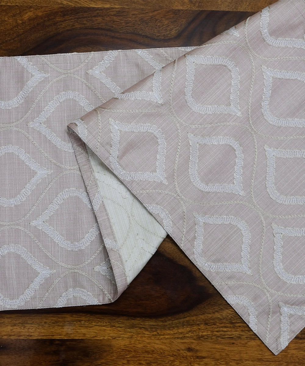 6 Seater Dusty Pink Moroccan Embroidered Table Runner