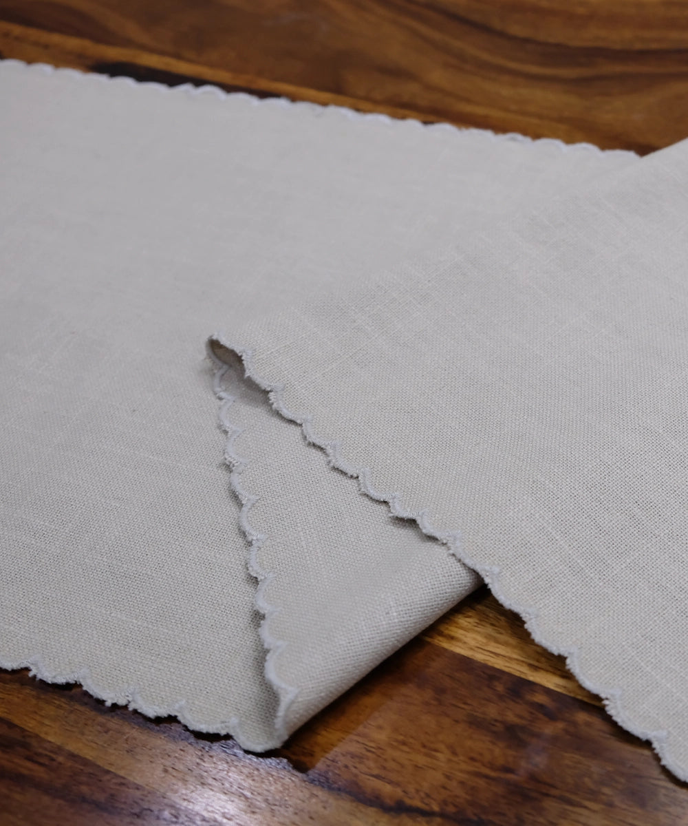 Beige Fiscelle Cotton Slub Cutwork Table Runner (12"x 82")