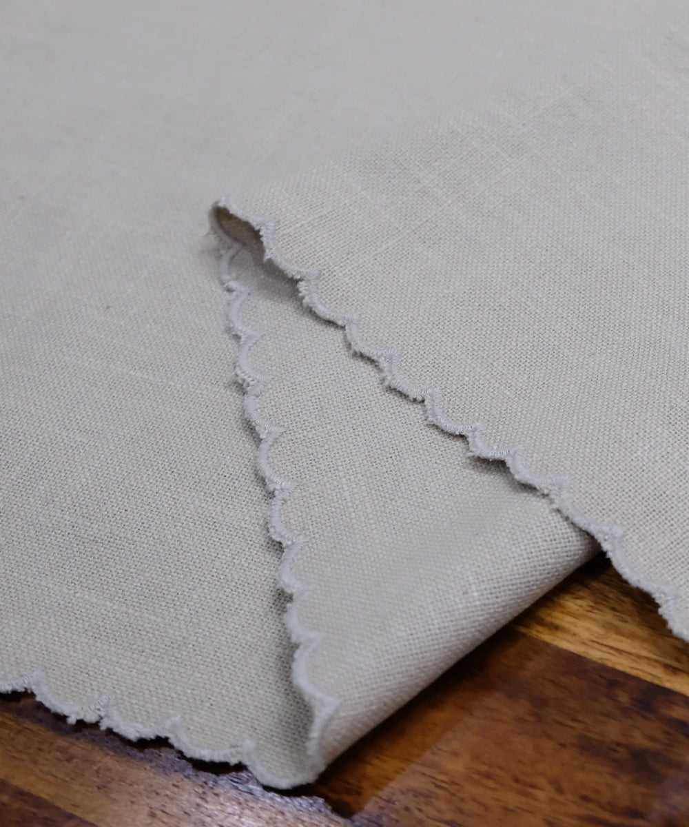 Beige Fiscelle Cotton Slub Cutwork Table Runner (12"x 82")