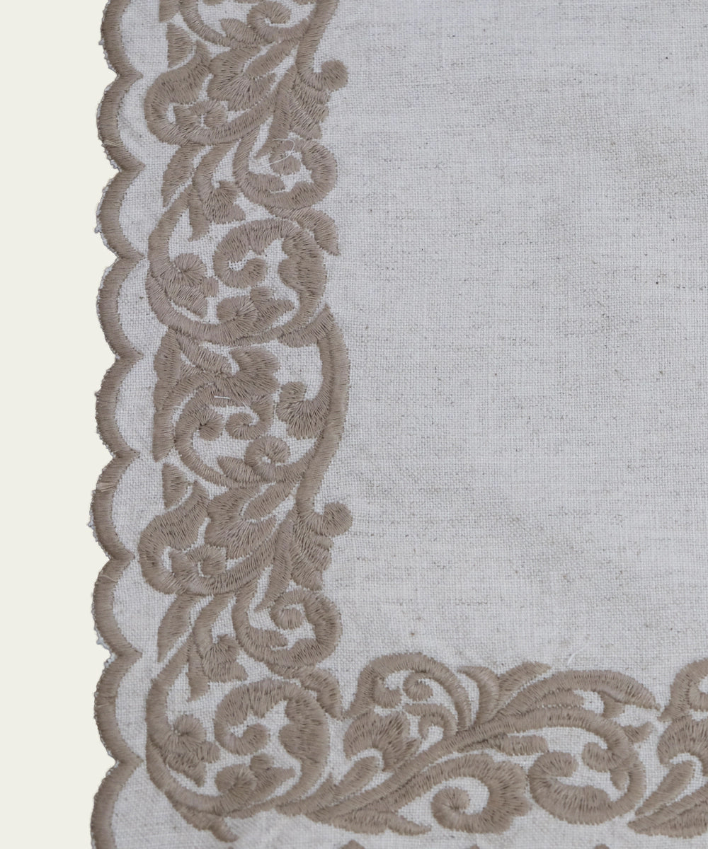6 Seater Natural Cotton Flex Cutwork Embroidered Table Runner (13"x78")