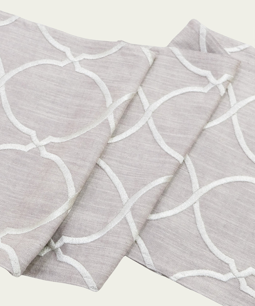 6 seater Mauve Moroccan Embroidered Cotton Table Runner