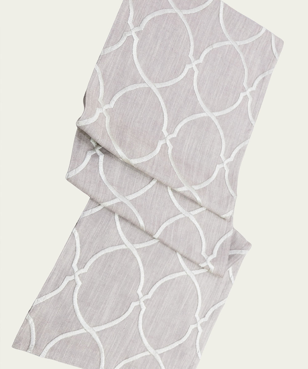 6 seater Mauve Moroccan Embroidered Cotton Table Runner