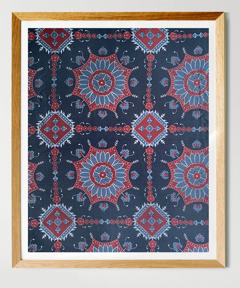 Jaal Ajrakh Printed Textile Wall Art (20"x16") Unframed