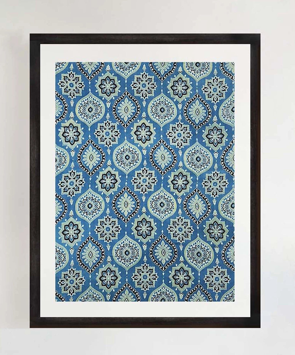 Moroccan Ajrakh Printed Textile Wall Art (25"x19") Unframed