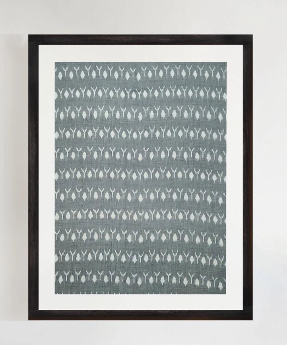 Grey Ikat Handloom Textile Wall Art | 25" x 19" Unframed