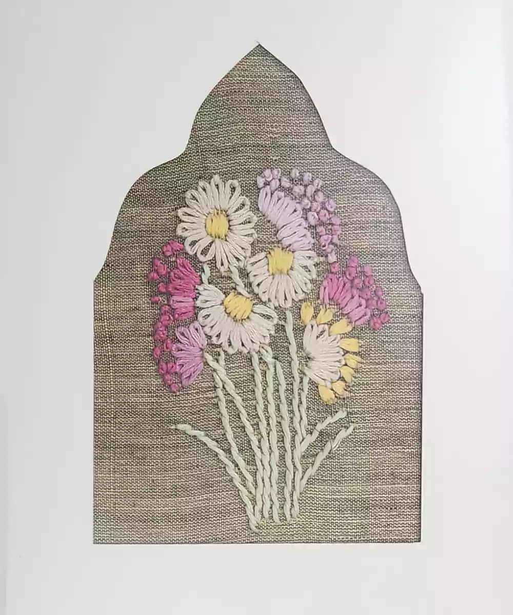 Floral Charm Hand Embroidered Wall Accent | Framed Wall Art