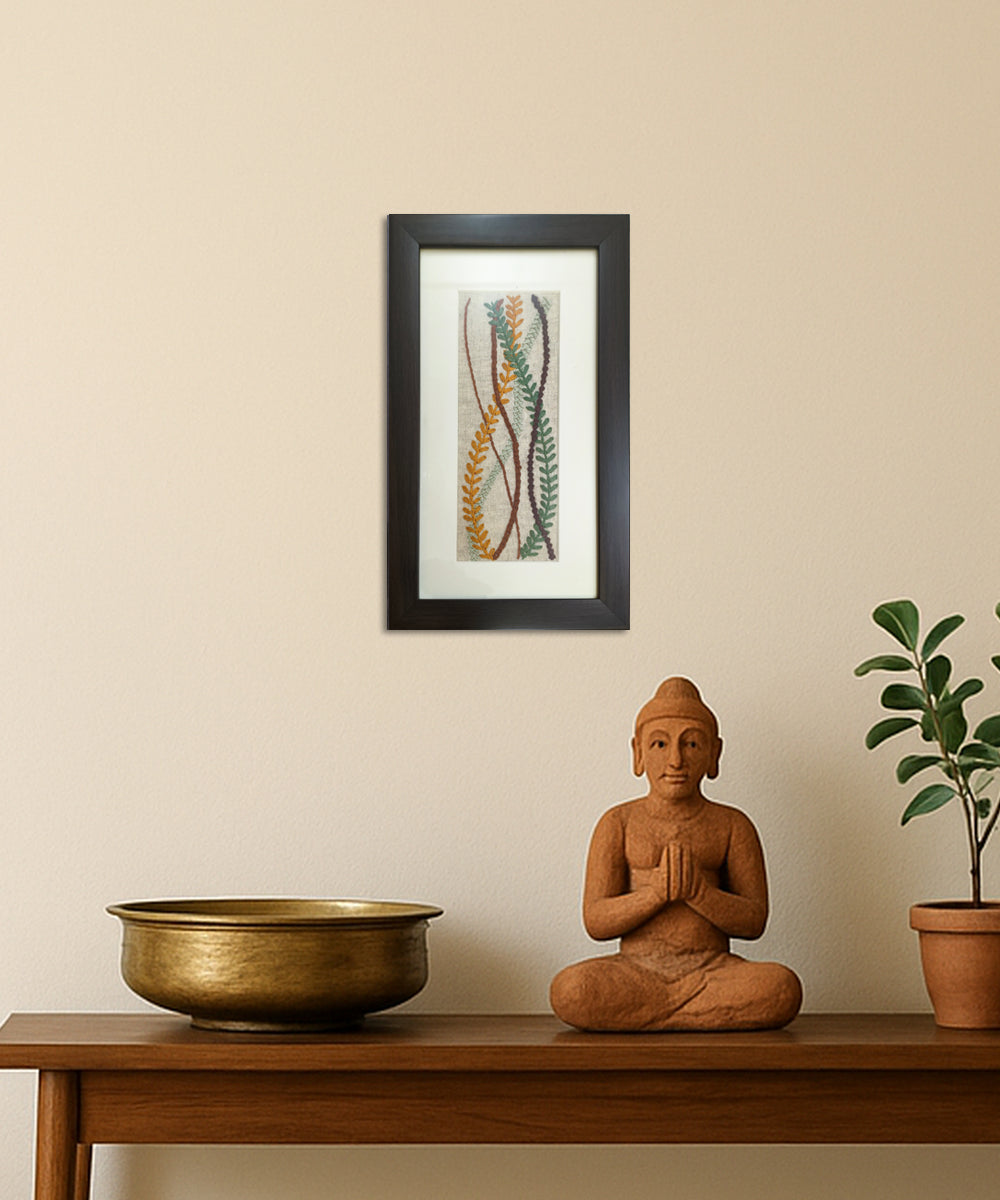 Wave Hand Embroidered Textile Wall Art | Framed