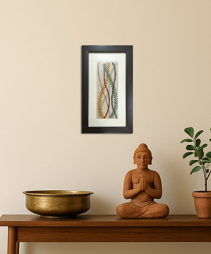 Wave Hand Embroidered Textile Wall Art | Framed