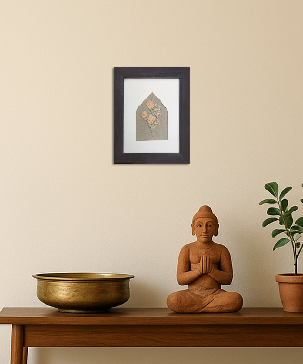 Neutral Charm Hand Embroidered Wall Accent | Framed Wall Art