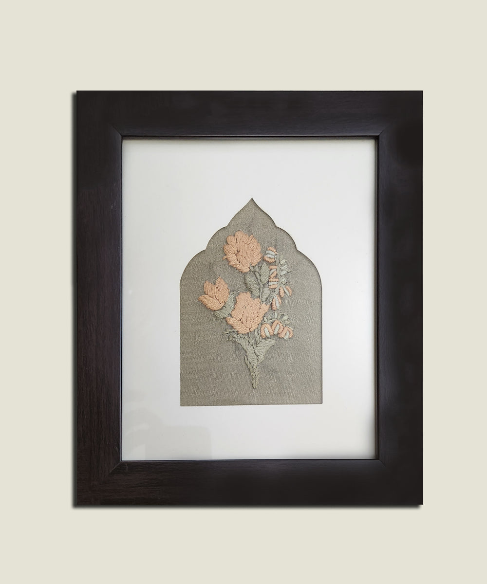 Neutral Charm Hand Embroidered Wall Accent | Framed Wall Art