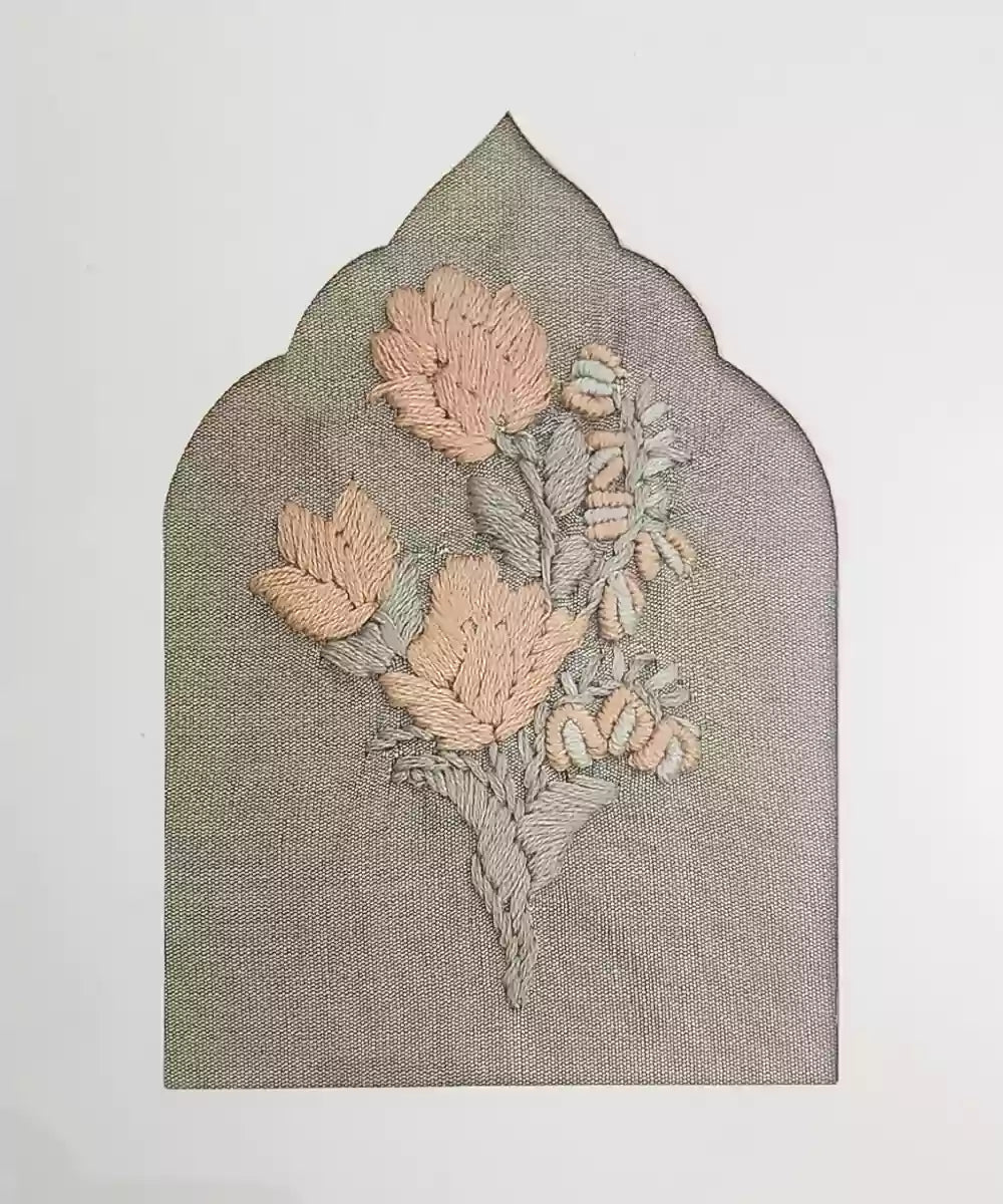 Neutral Charm Hand Embroidered Wall Accent | Framed Wall Art