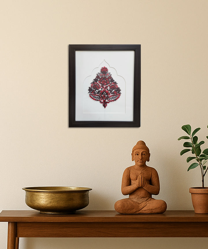 Shaded Red Embroidered Rajwarah Wall Art | Framed