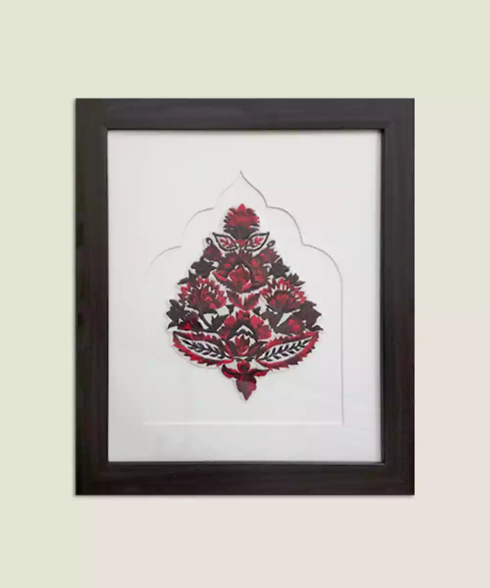 Shaded Red Embroidered Rajwarah Wall Art | Framed