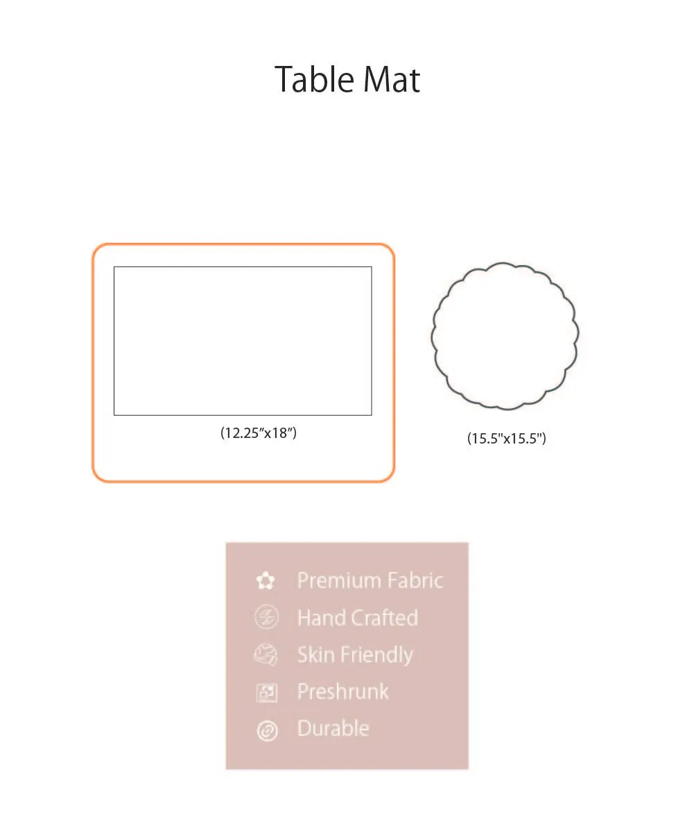 Set of 4 pcs Beige Cutwork Embroidered Cotton Slub Table Mats