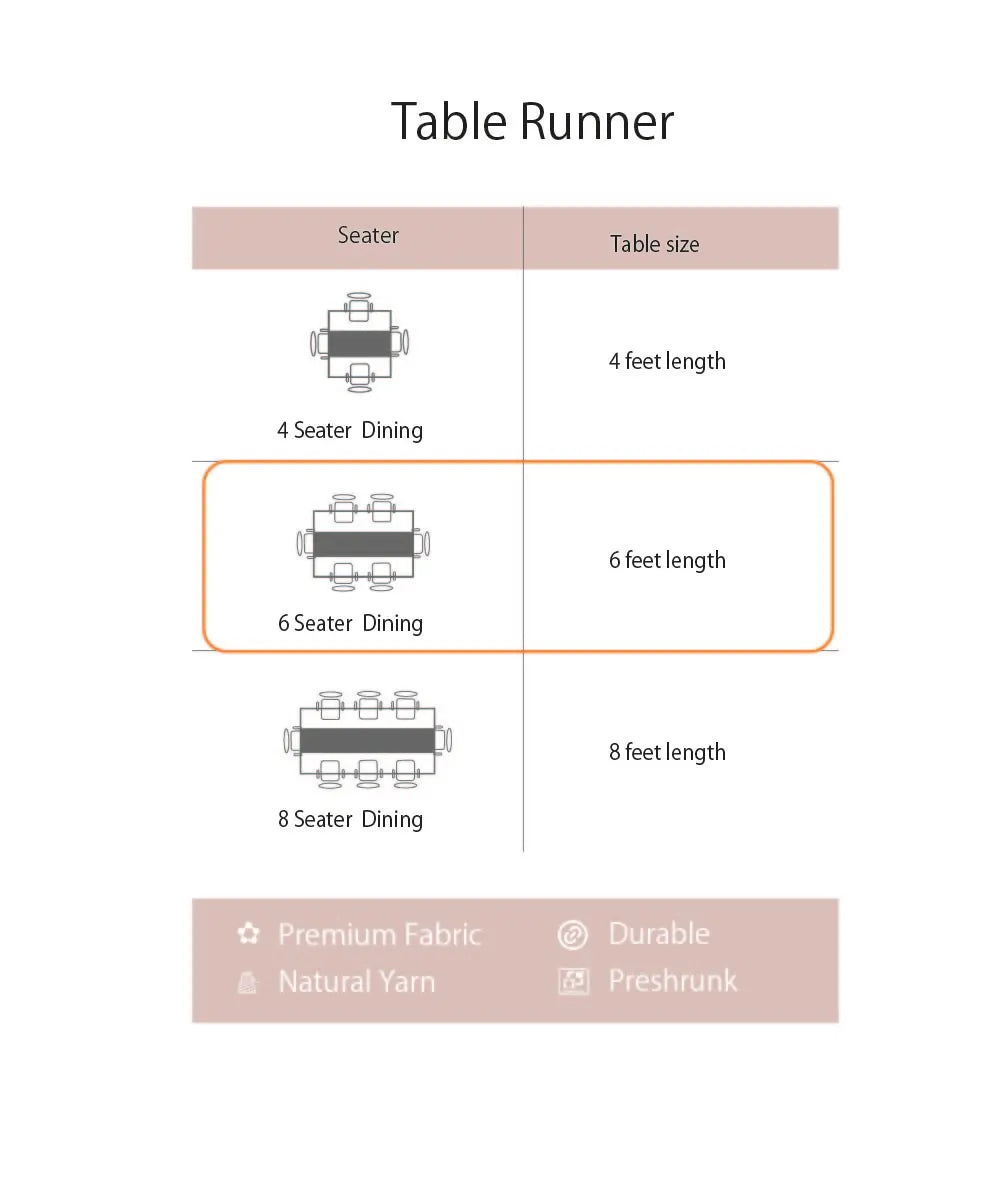 Natural Grey Leaf jacquard Linen 6 Seater Table Runner (13" x 84")