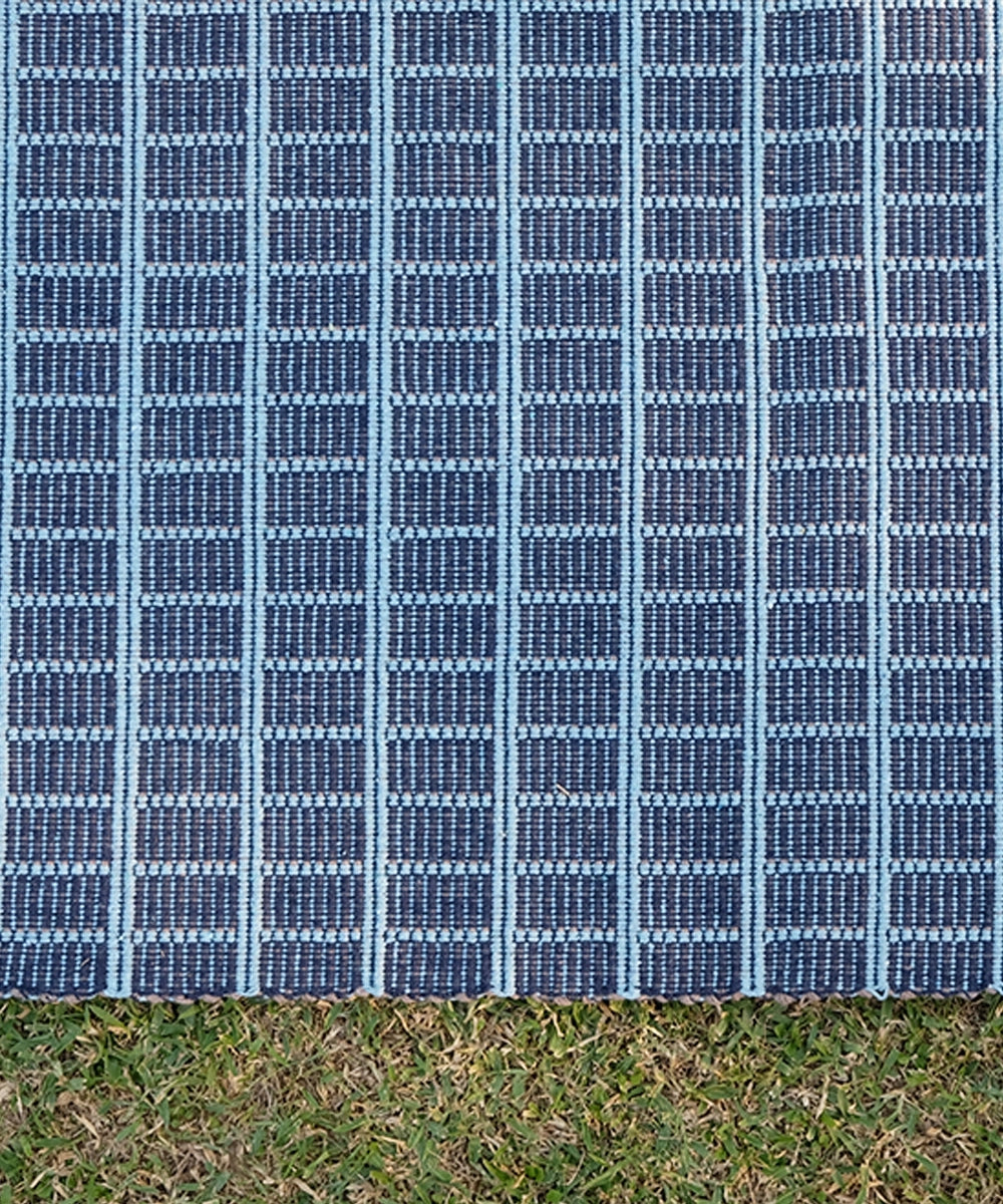 Charcoal with Blue Tie and Dye Pure Handloom Cotton Yoga Mat