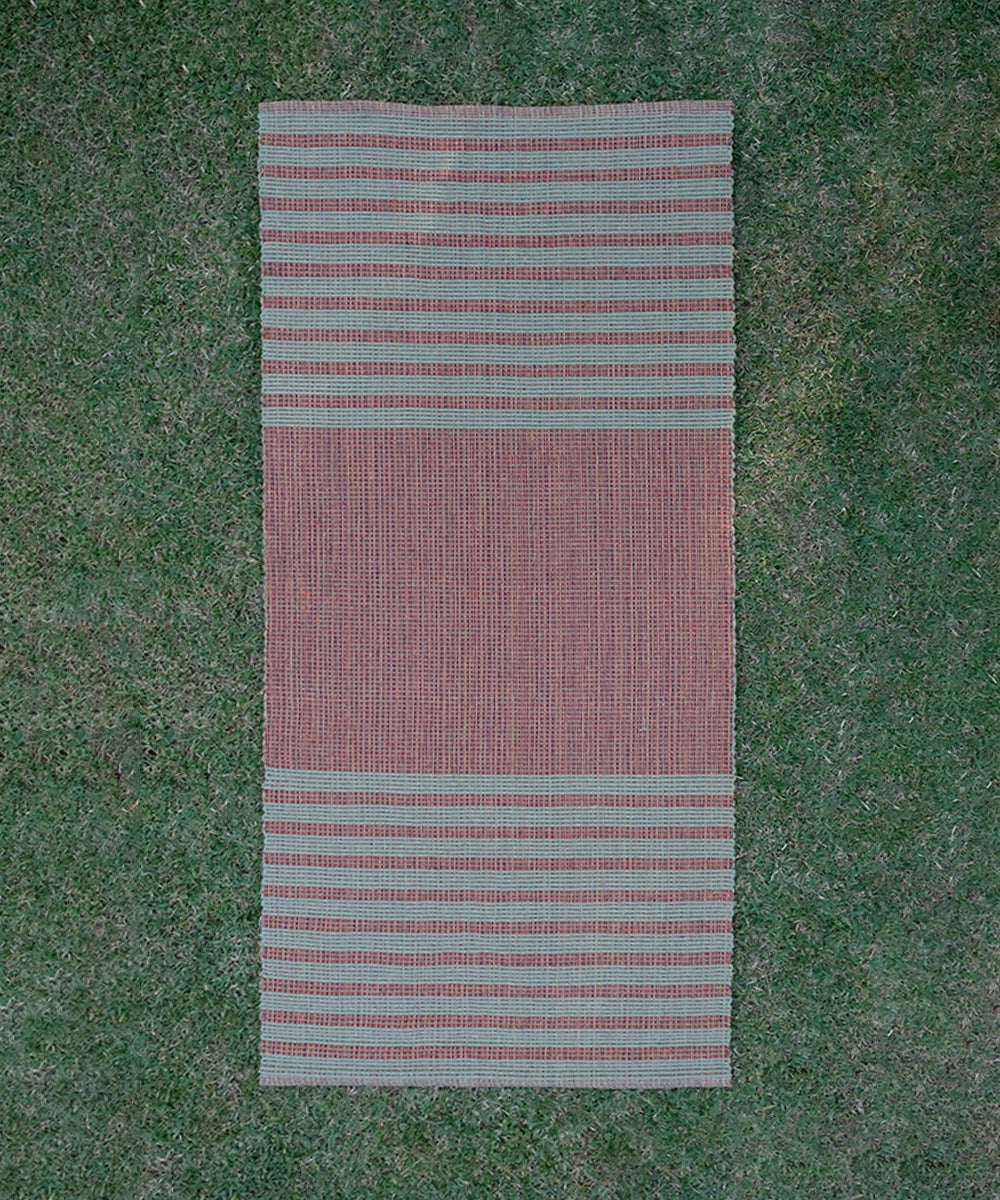 Sage Green with Rust Tie and Dye Pure Handloom Cotton Yoga Mat