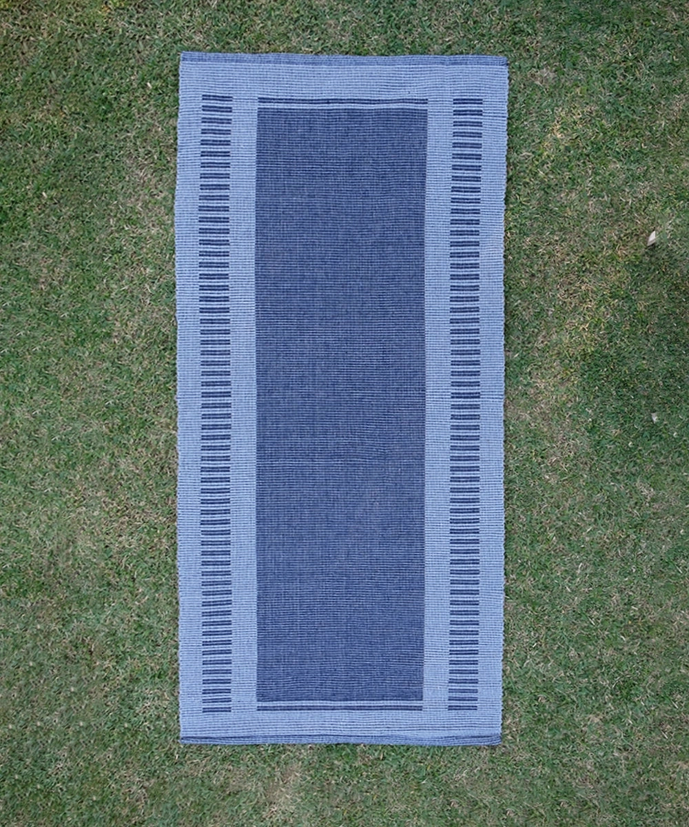 Navy with Grey  Pure Handloom Cotton Yoga Mat