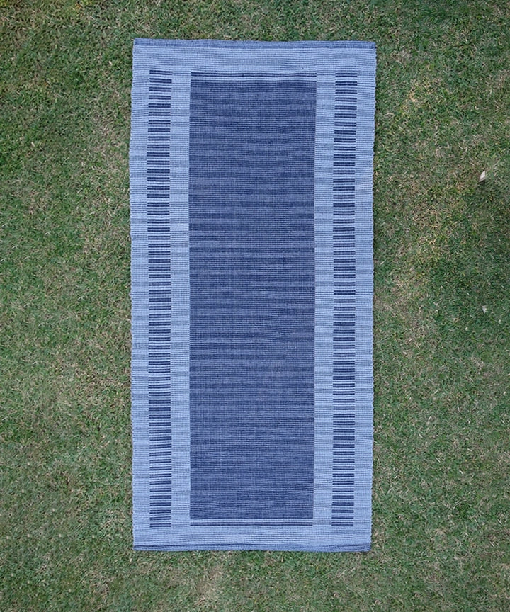 Navy with Grey  Pure Handloom Cotton Yoga Mat