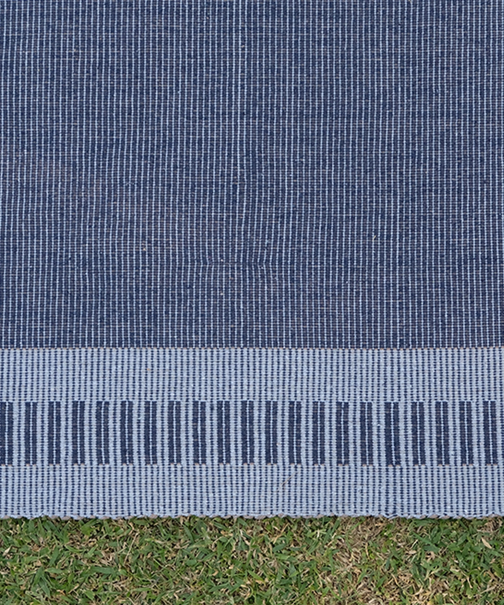 Navy with Grey  Pure Handloom Cotton Yoga Mat