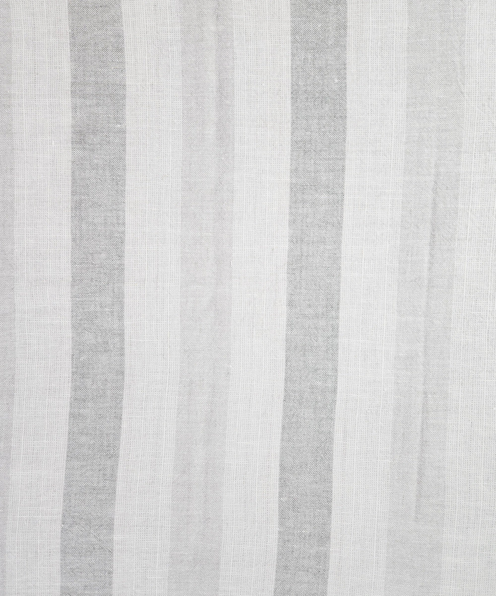 Off White & Grey Stripe Cotton Linen Slub YD King Bedsheet with 2 Pillow Covers