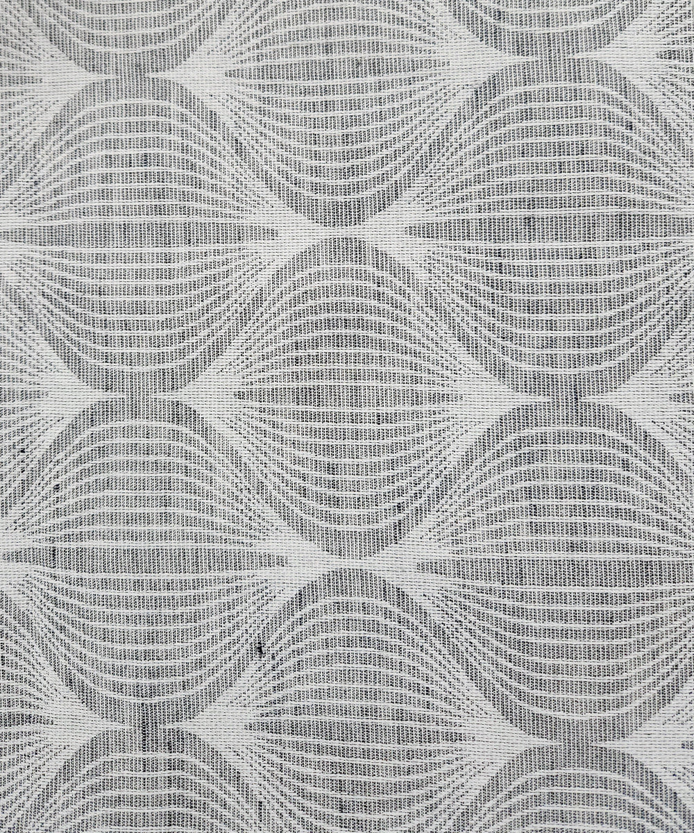 Dove Grey & White Cotton Jacquard King Bedsheet with 2 Pillow Covers