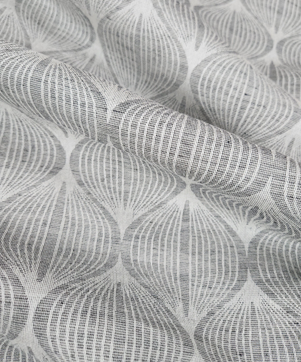 Dove Grey & White Cotton Jacquard King Bedsheet with 2 Pillow Covers